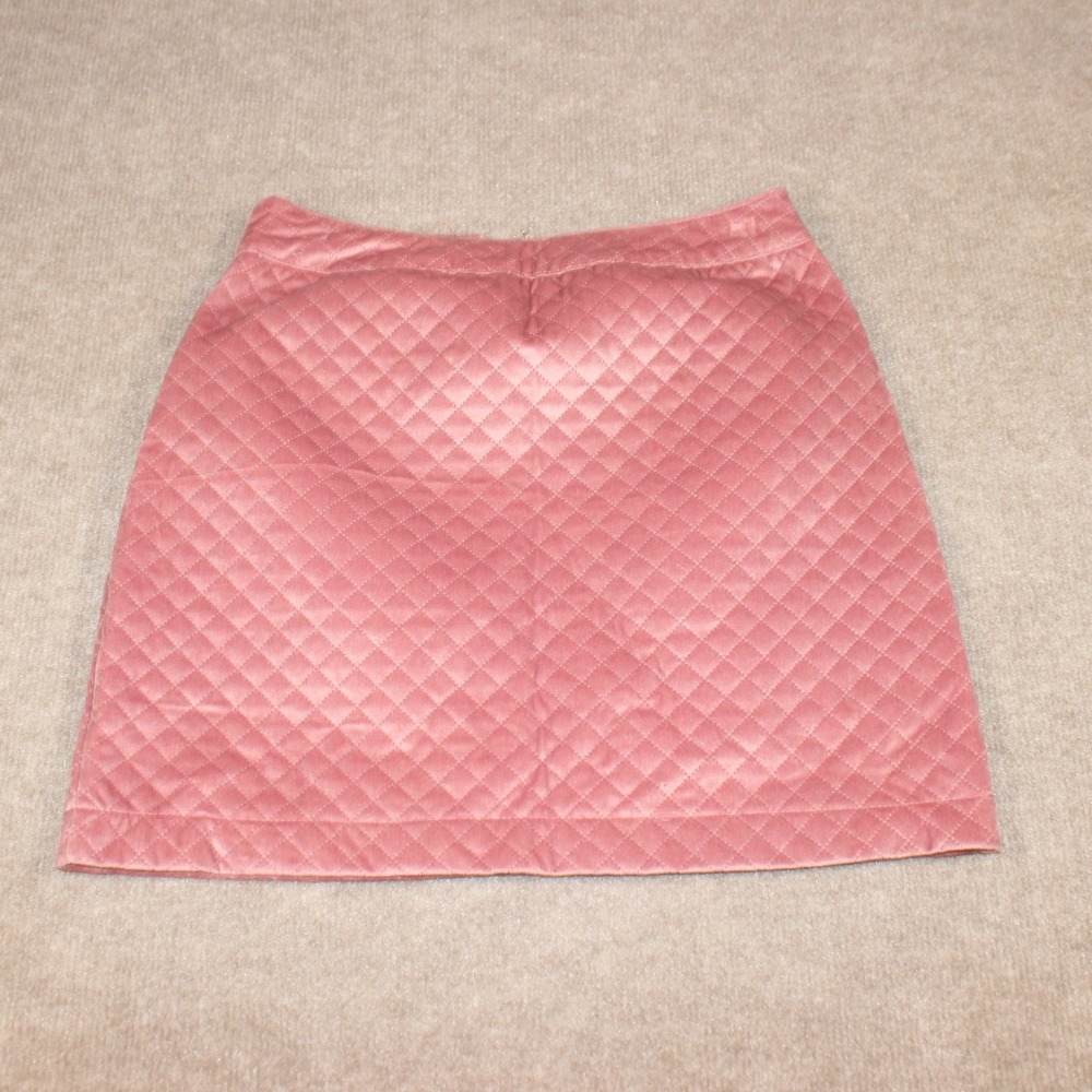 Alya Pink Quilted Velvet Mini Skirt Small Diamond Stitched A-Line BJDW713FIMK1